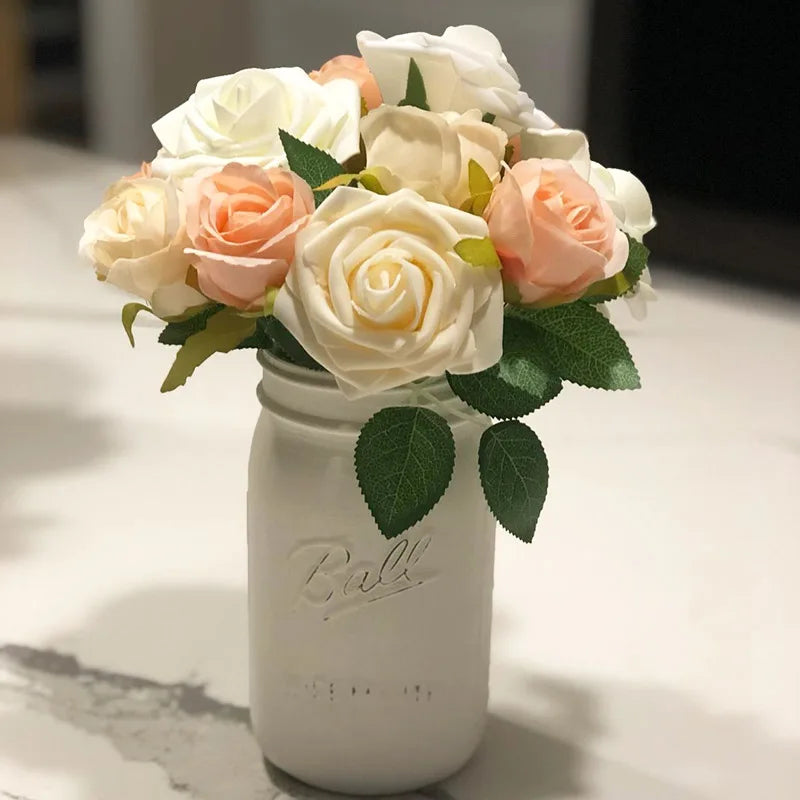 Rosa in schiuma, 10/25/50 pezzi, fiori finti per decorazioni e bouquet