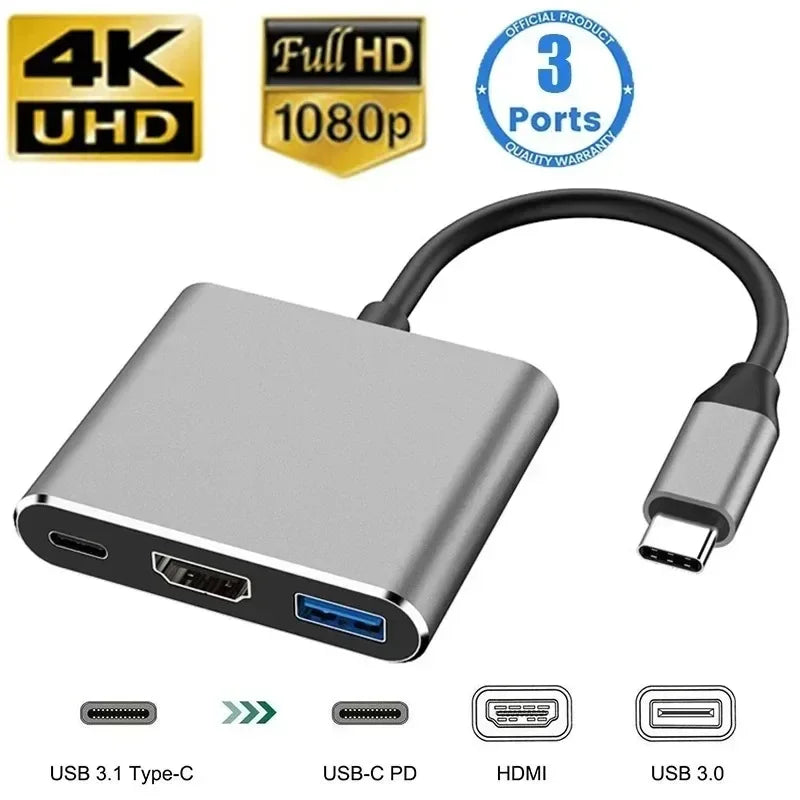 Hub USB‑C 8 in 1 con HDMI 4K, RJ45, lettore SD/TF e ricarica rapida PD