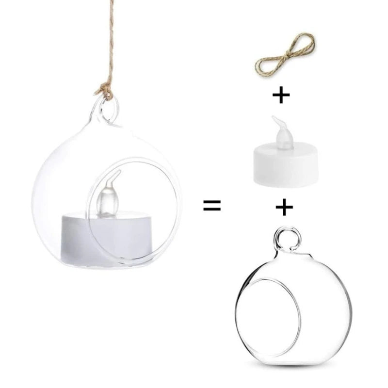 Portacandele sospeso in vetro 8 cm – Sfera trasparente per tealight, LED o…