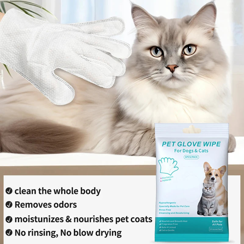 Guanti detergenti monouso per animali, 6 pezzi, verde – pulizia senza acqua per…