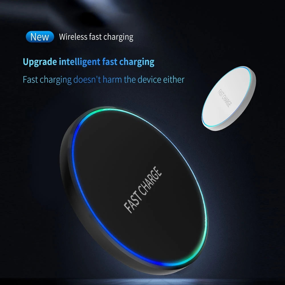 Station di ricarica wireless veloce 15W per iPhone e Android, LED e porta Type‑C