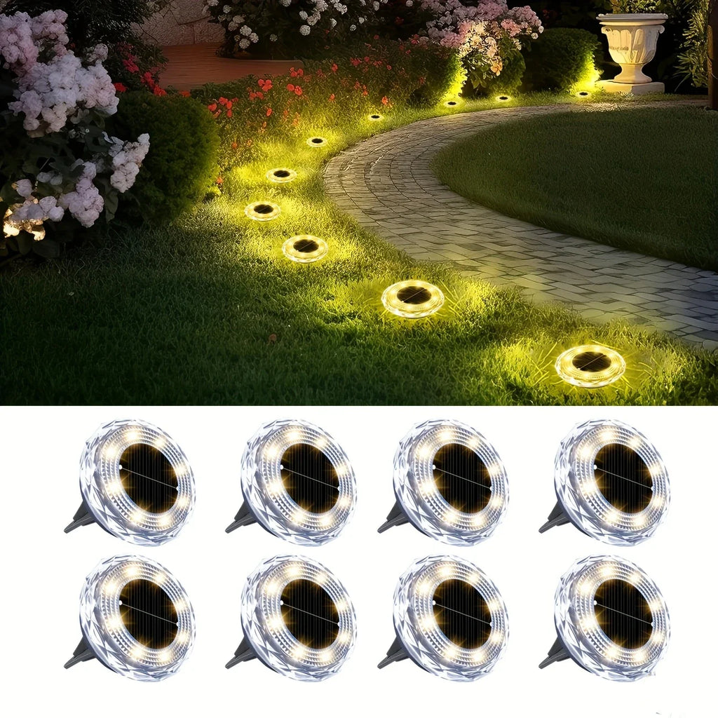 1/2/4/8pcs Mini Solar Crystal Floor Lamp Outdoor Landscape Lighting for Courtyard, Garden, Sidewalk Decorative Illumination