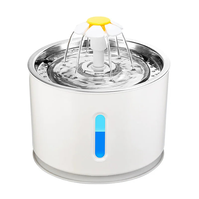 Fontana d'acqua per gatti 3,2 L in acciaio inox, USB, silenziosa con luce LED