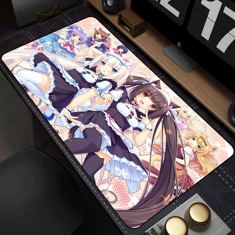 XXL Home HD Computer Desk Mats Mouse Pad Nekopara Mousepad Carpet Gamer Office Laptop Soft Mouse Mat Desktop Mouse Mats 90x40cm