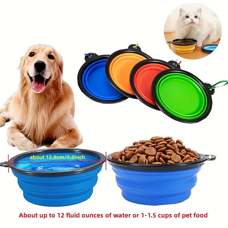 Ciotola Portatile Pieghevole in TPR per Cibo e Acqua, per Cani e Gatti