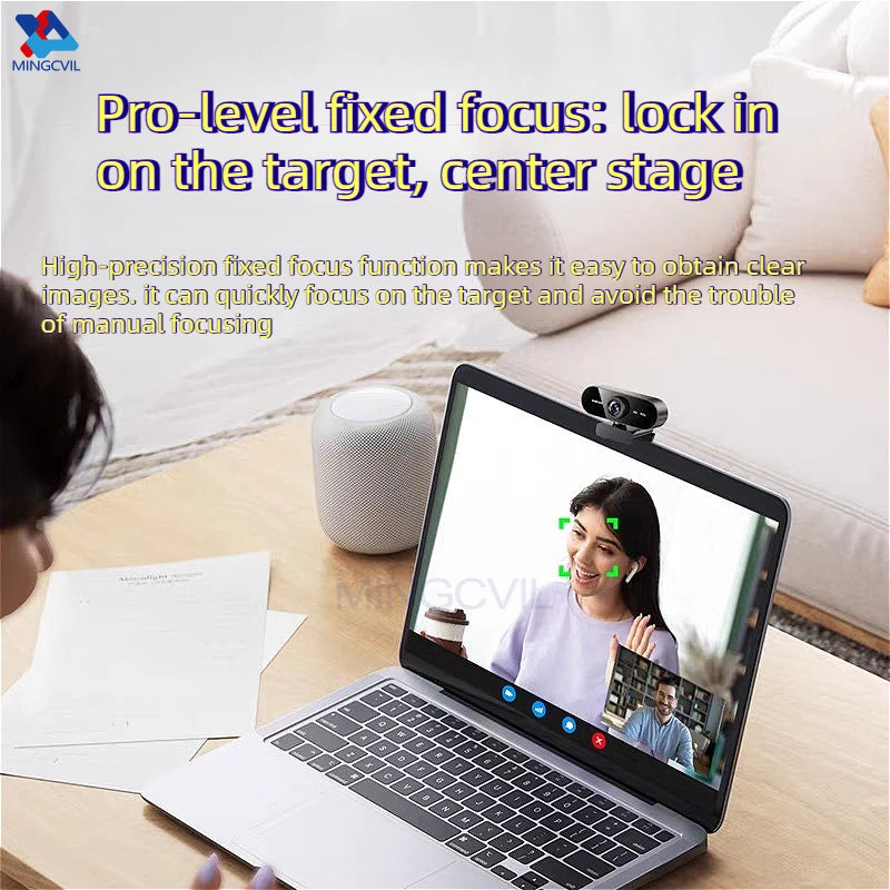 Webcam Mini HD 1080p con microfono USB Plug‑and‑Play per videochiamate