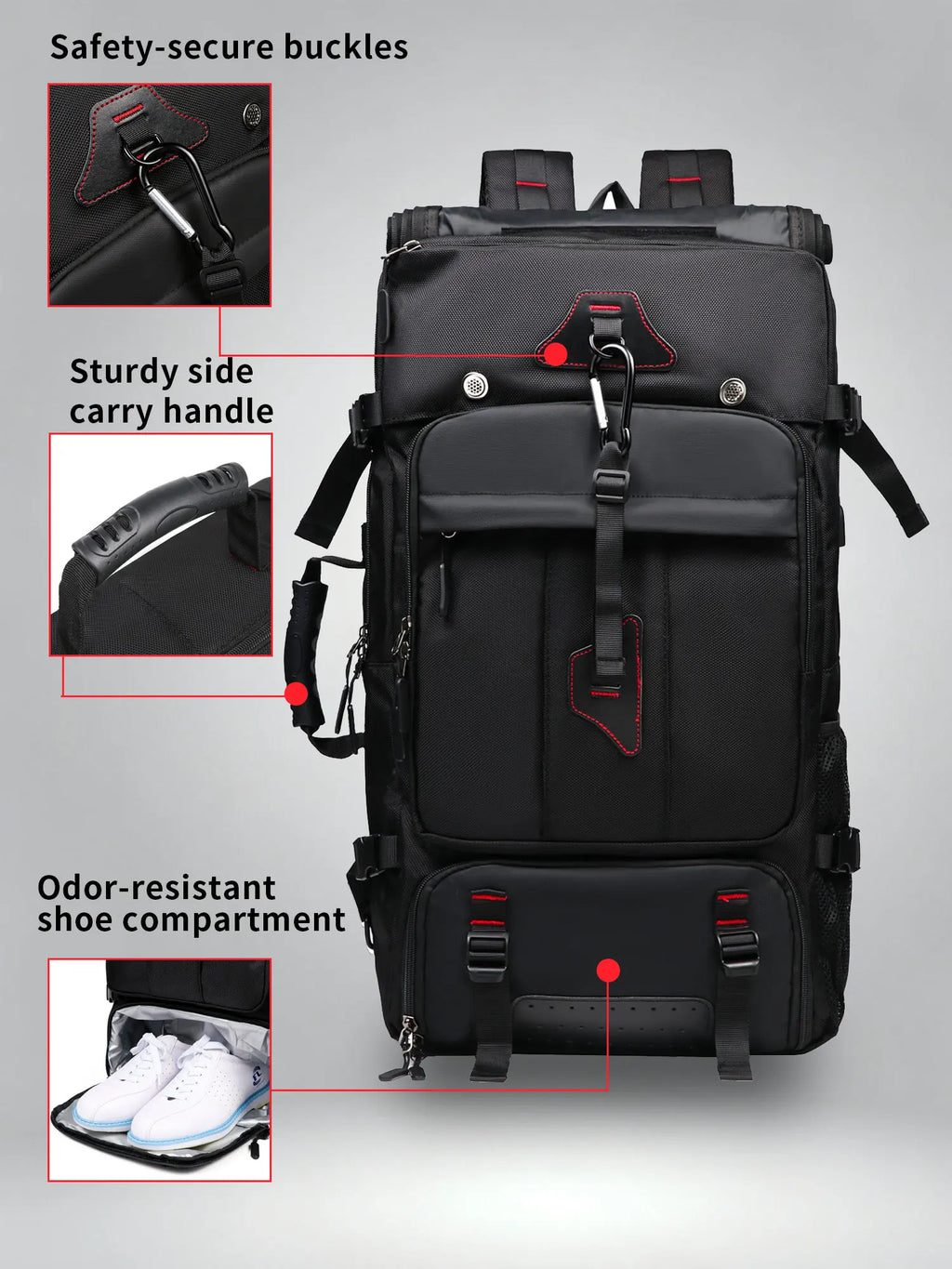 Travel Backpack Large Capacity 17 Inch Laptop Backpack with Dry Wet Separation Hiking Backpack for Men