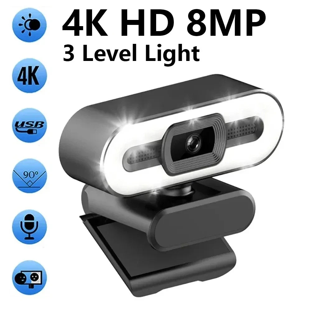 Webcam HD 4K con Autofocus, microfono integrato e rotazione 360° – Plug & Play…