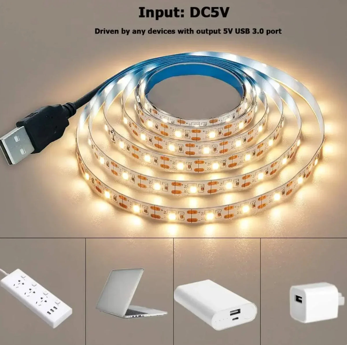 Striscia LED USB 5V 2835 Bianco 6500K 1‑5 m – Illuminazione d’ambiente