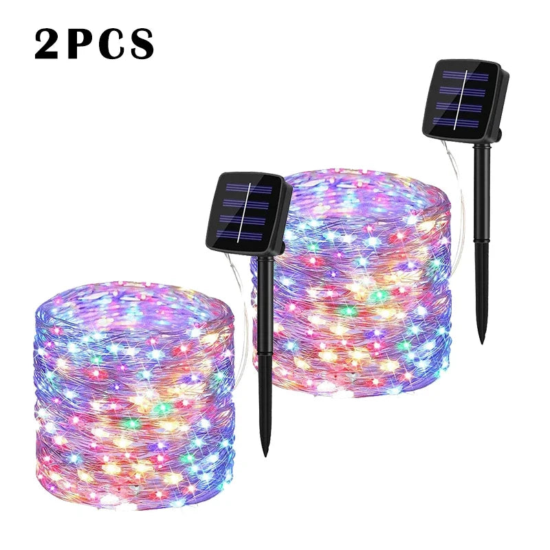 Luce LED Solare da Giardino a Catena, 32 m, Impermeabile, 8 Modalità