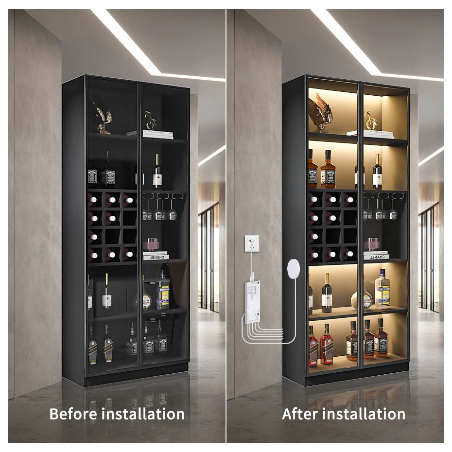 1m-5m COB Led Strip Cabinet Light DC 24V Penetrable Wood Touch Dimmer Switch Wardrobe Cupboard Showcase Pantry DIY Lights Strip