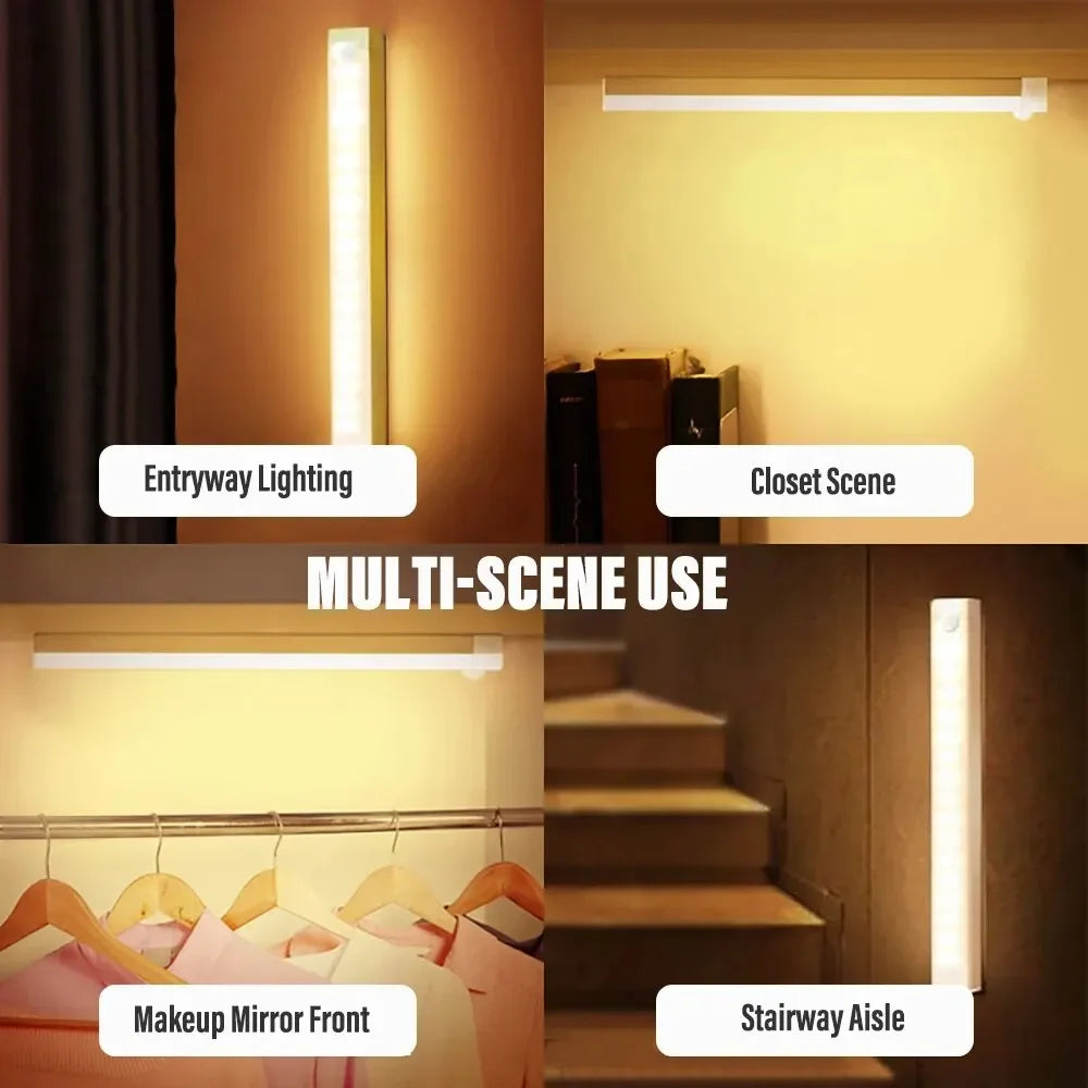Lampada LED con Sensore di Movimento ricaricabile USB‑C per cucina e armadi