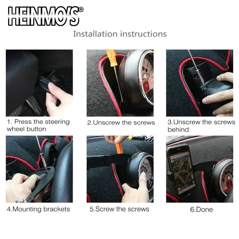 Supporto per telefono GPS per MINI Cooper R55 R56 R57 - Fissaggio interno nero
