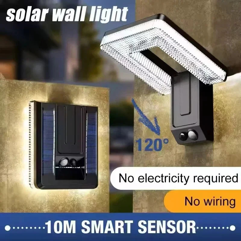 Lampada da parete solare LED pieghevole 120°, impermeabile con sensore di…