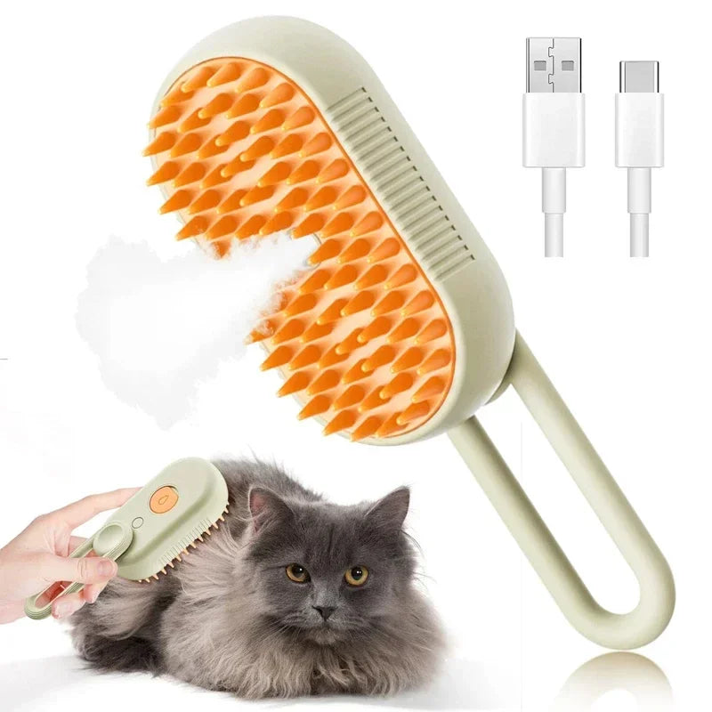 Spazzola vaporizzata 3 in 1 per cani e gatti – massaggio, spray e rimozione peli