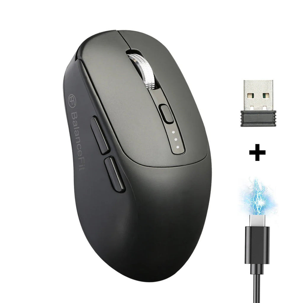 Wireless Mouse Bluetooth Compatible 5.2 USB 2.4Ghz Mice Ergonomic Wireless Office Mouse for iPad MacBook Tablet Laptop Computer