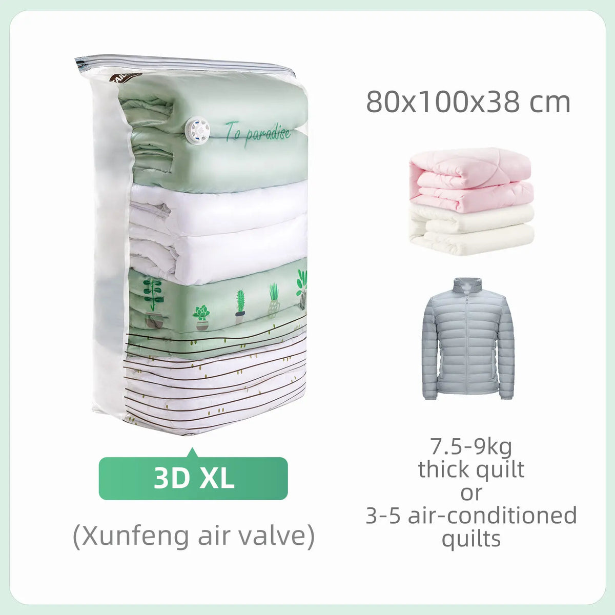Borsa Vacuo Grande per Abbigliamento, Coperte e Plaid – Compressione Rapida
