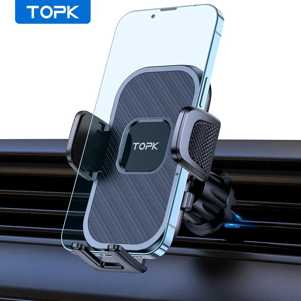 Supporto cellulare auto con gravità per ventola, cruscotto e parabrezza
