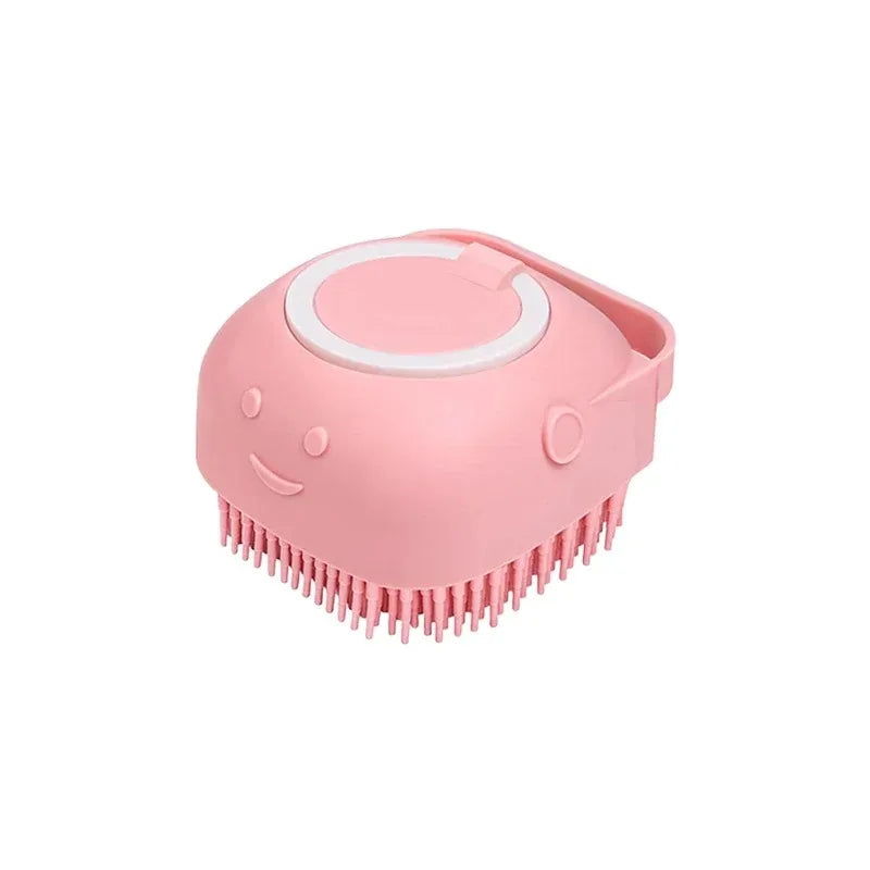 Spazzola doccia per cani e gatti con dispenser shampoo e setole in gomma