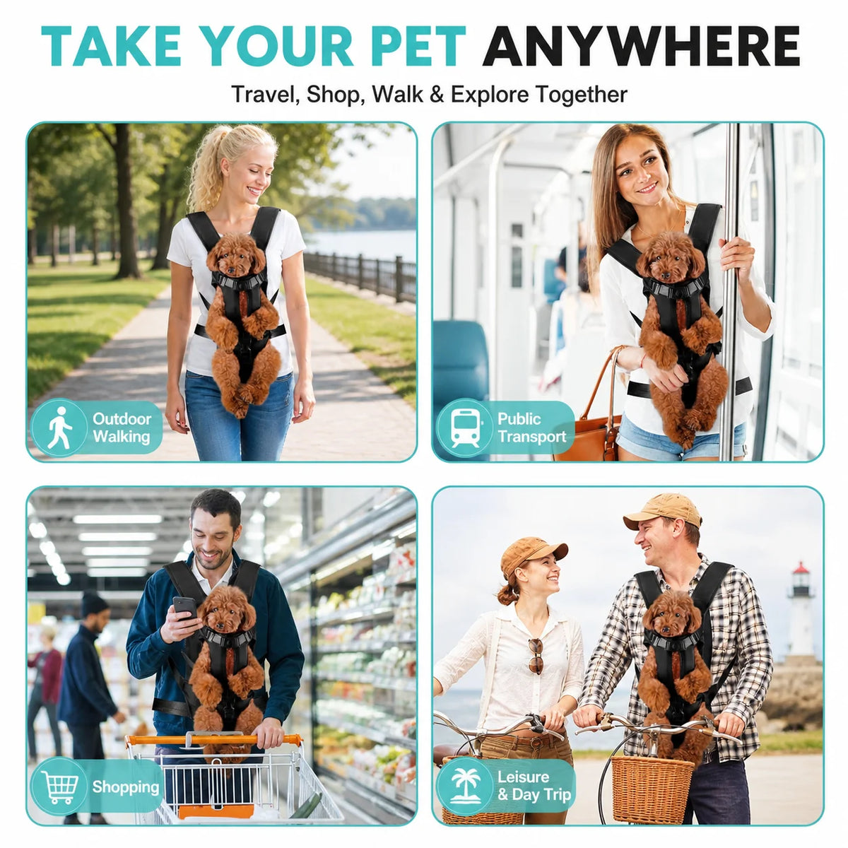 Pet Front Carrier Backpack per Cani Piccoli, Trasportino Petto Traspirante…