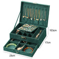 New Vintage Style Green Velvet Jewelry Box Double Lock Storage Box Necklace Earrings and Rings Jewelry Box Large Capacity