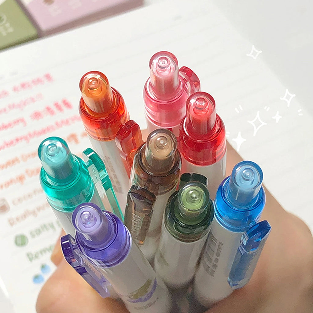 Set 4 penne gel colorate al profumo di frutta, punta 0.5 mm, scrittura fluida