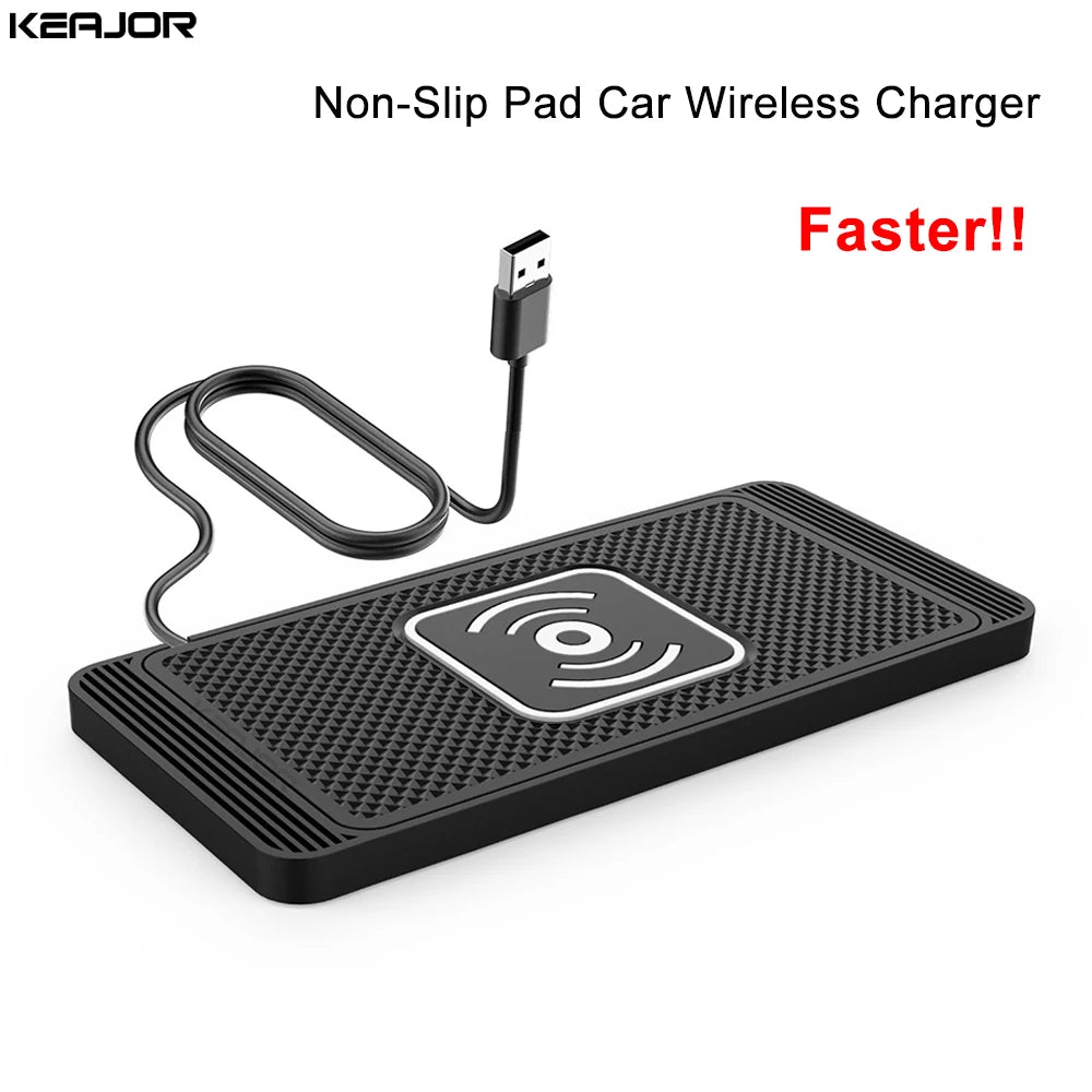 Pad ricarica wireless auto 15W silicone antiscivolo per iPhone e Android