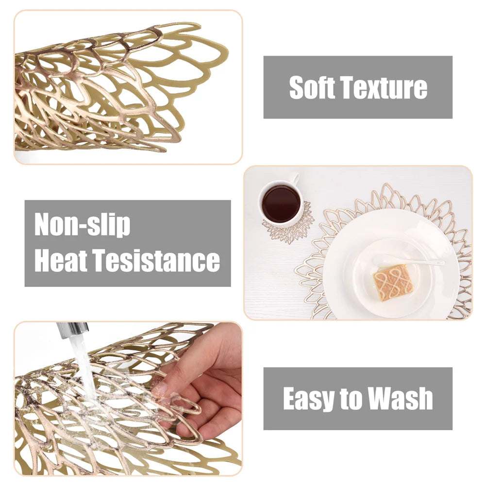 vinyl hollow-out coaster – irregular flower design for kitchen, wedding, holiday decor