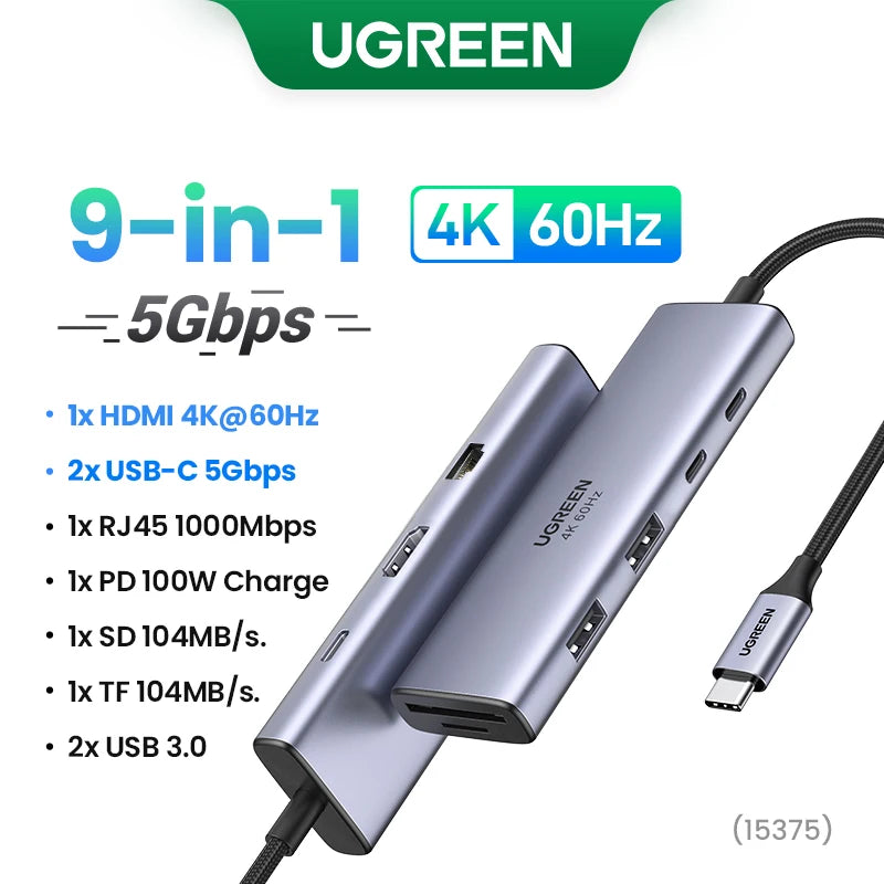 Docking Station USB‑C 10 in 1 con doppio HDMI 8K/4K, RJ45, PD 100 W