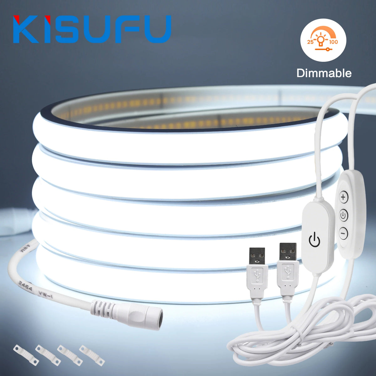 Striscia LED Neon COB 5V dimmerabile, 320 LED/m, waterproof IP68, luce…