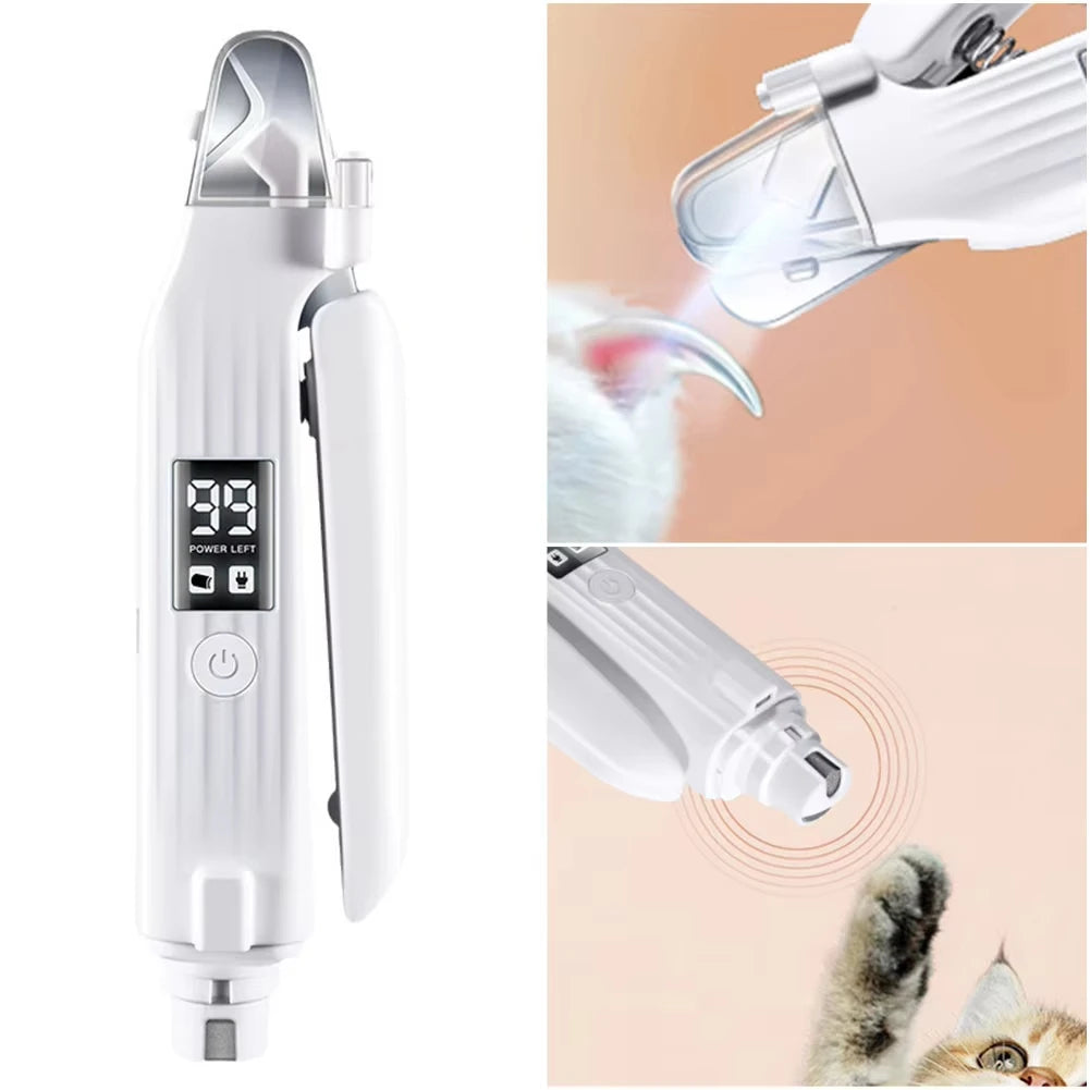 Trimmer elettrico 2 in 1 per unghie di cani e gatti con luci LED