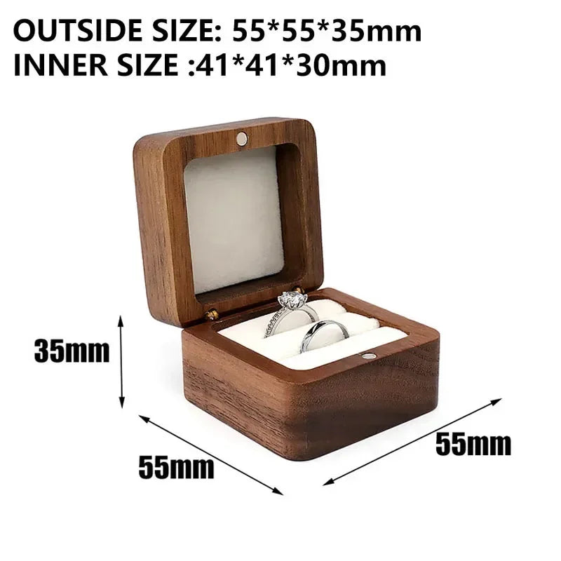 Walnut Wooden Ring Box for Proposal Blank Wood Earring Rings Jewelry Boxs Engagement Ring Box Wedding Ring Box Anniversary Gifts