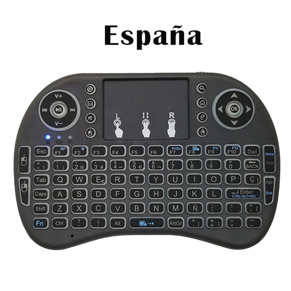 2.4GHz air mouse with touchpad and backlit mini keyboard – multi-language support