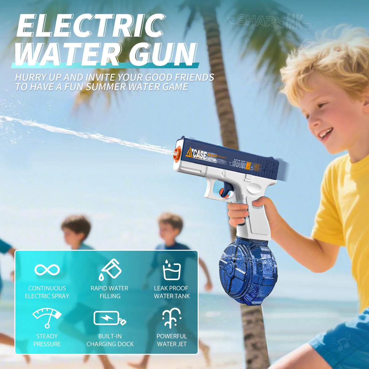 Electric Water Gun Automatic Squirt Gun for Kids and Adults, 26 FT Long Range Water Pistol for Pool Beach Outdoor Play