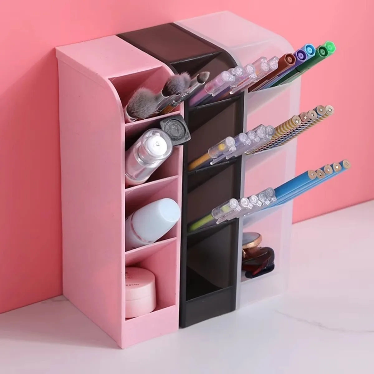 Multi-functional Stationery Storage Box Desk Multi-Layer Pen Holder Inclined Cosmetic Brush Storage Holder For Office Supplies