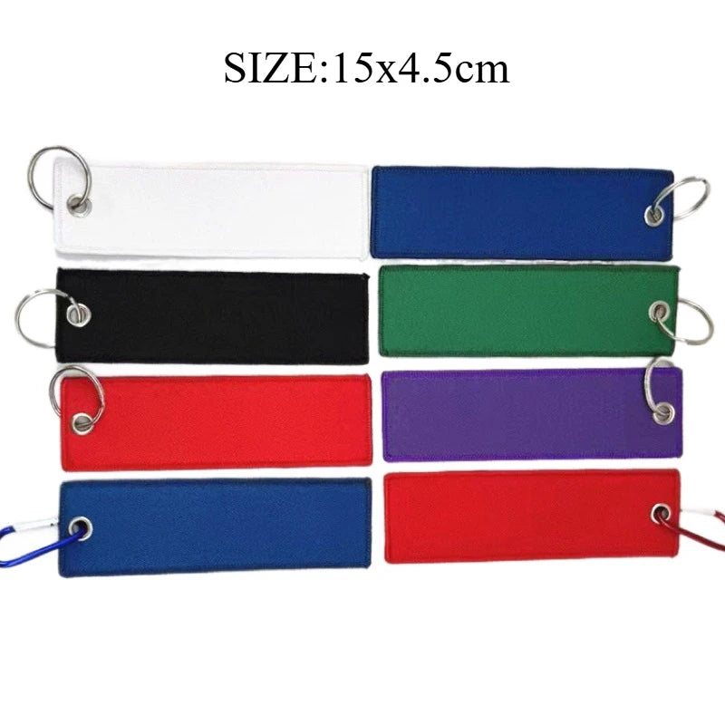Custom Logo Image Webbing Keychain Print Name Motorcycle Embroidery Ribbon Key Chain Personalized Canvas Keyring Bag Lanyard