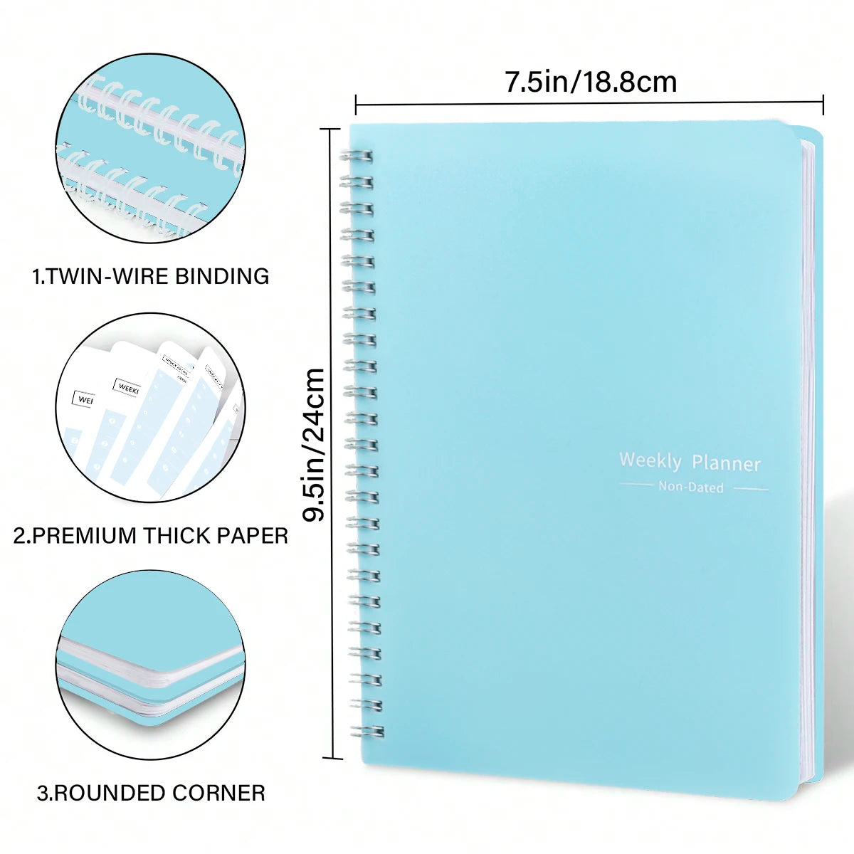 Planner A5 52 settimane - Agenda giornaliera non datata con PVC