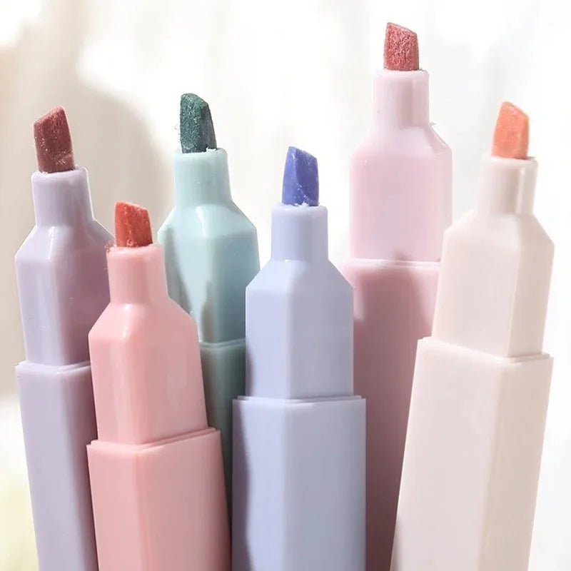 Set di 6 Evidenziatori Pastello Kawaii – Marker Colorati per Scuola e Ufficio