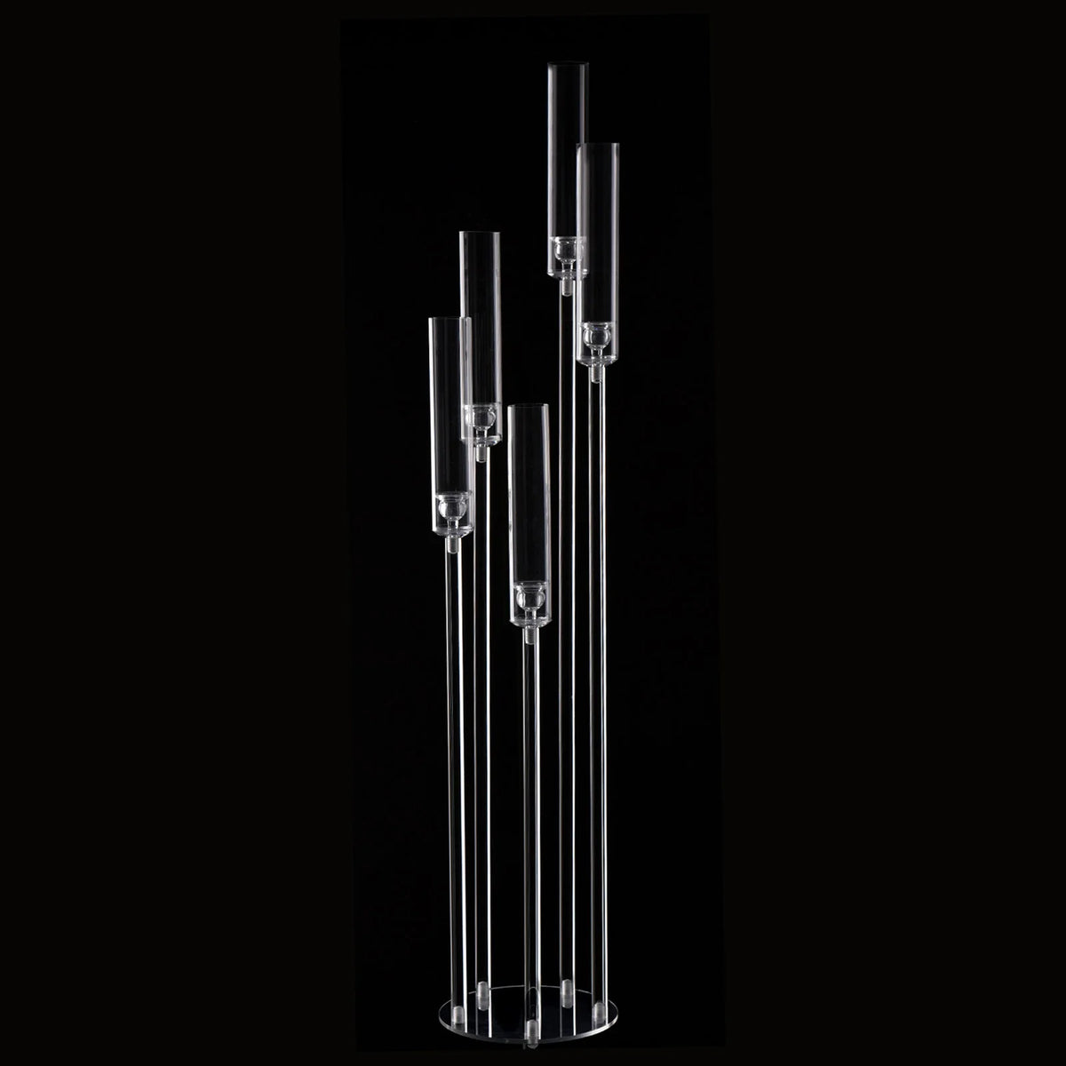 Acrylic 5-Arm Candelabra LED Taper Candle Holders Table Centerpieces Votive Candlesticks for Home Wedding Decoration
