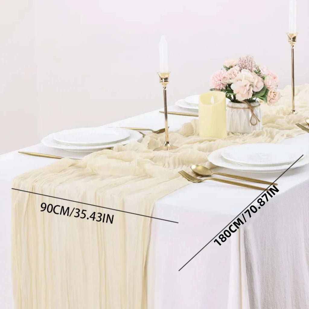Runner da tavola in voile a rete Boho rosa e blu per matrimoni e feste