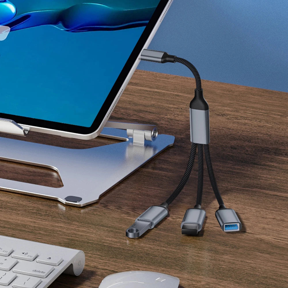 Hub USB 3 in 1 Type-C con 3 porte USB-C femmina – OTG e trasferimento dati