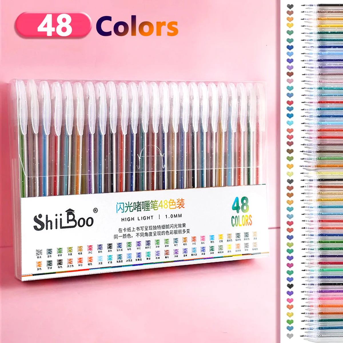 New Glitter Gel Pen Set 1.0mm Metallic Glitter Colors Ballpoint Pen Paper Cardstock Diary Drawing Marking Coloring DIY Art