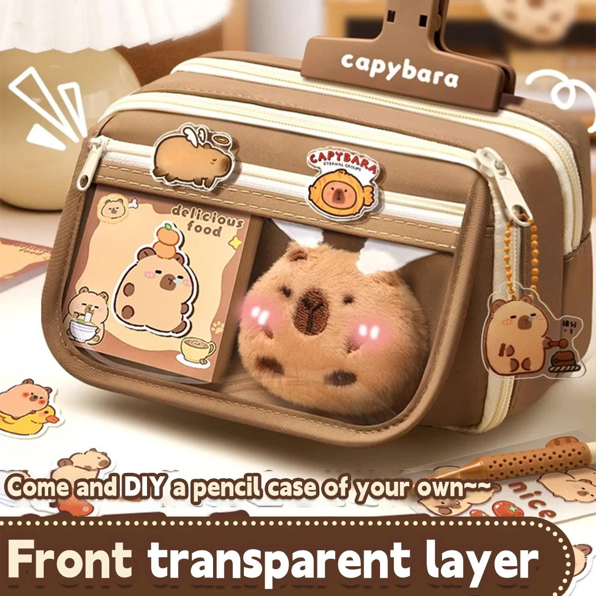 New Capybara Large Capacity Pencil Case Flip Cover Stationery Set Pencil Bag Simple Storage Bag Student School Office Supplies