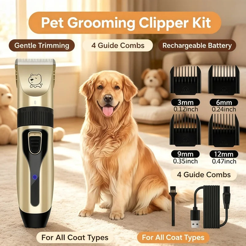Tagliacapelli elettrico professionale per cani e gatti, ricaricabile via USB