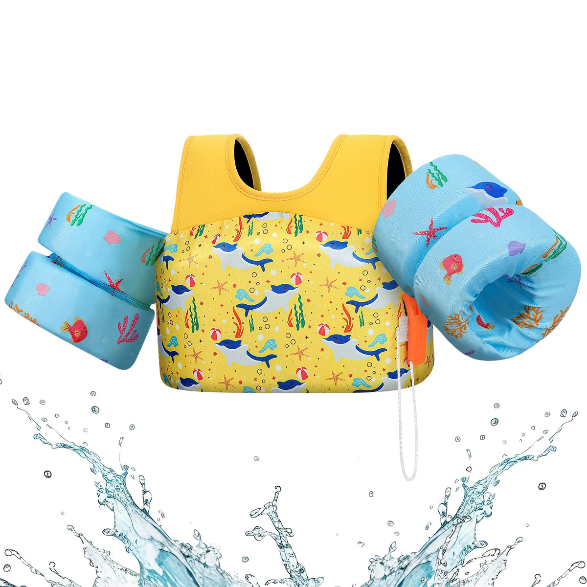 Gilet de sauvetage pour enfants avec sifflet, brassards en mousse pour piscine et kayak