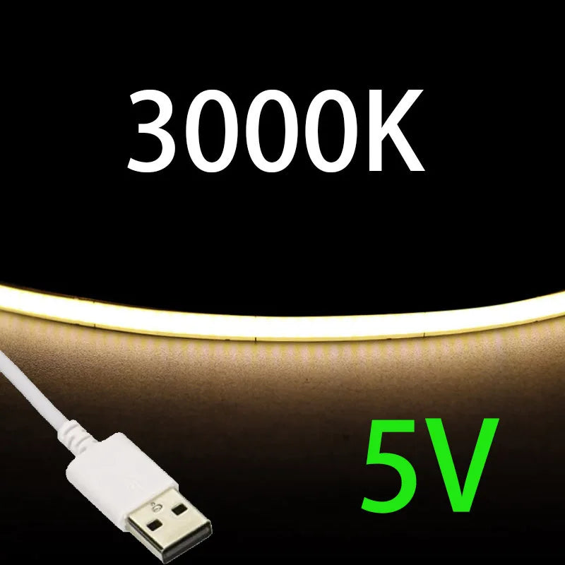 Striscia LED USB 5V COB Multicolore 2,7 mm – 480 LED per PC e Ambienti Interni