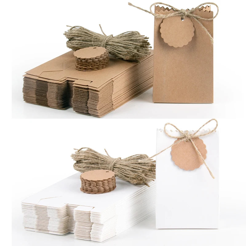 Confezioni regalo in carta kraft retro 10-30 pezzi con etichette e corda