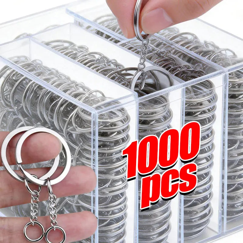 Silver Plated Metal Blank Keyring Keychain Split Ring Keyfob Key Holder Rings Women Men DIY Key Chains Key Ring Accessories