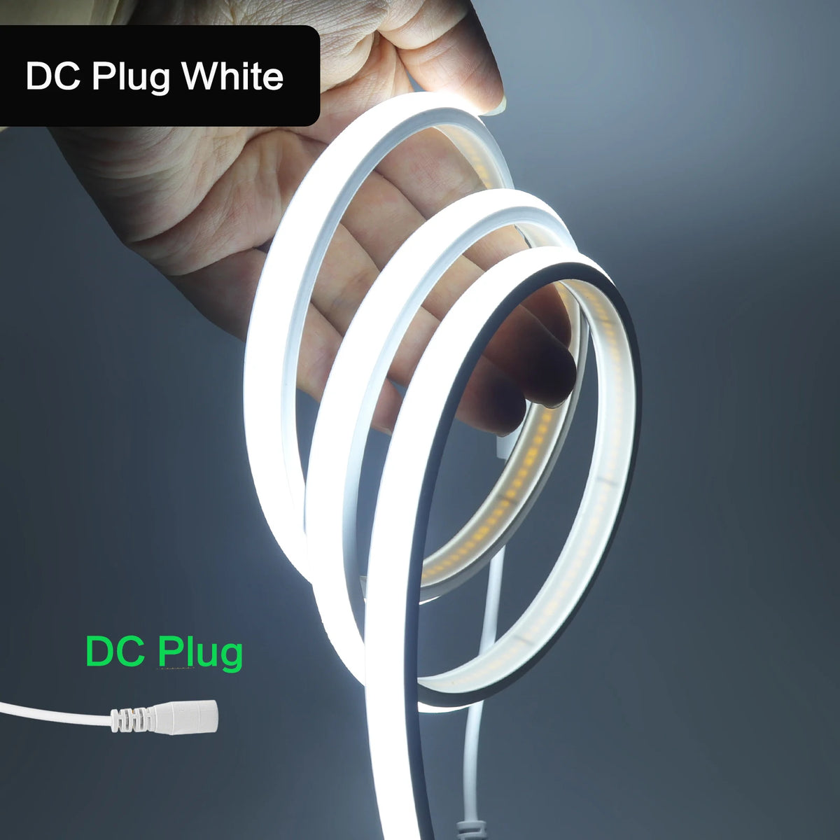 Striscia LED Neon 5V USB, 320 LED/m, dimmer, IP68, luce calda/bianca