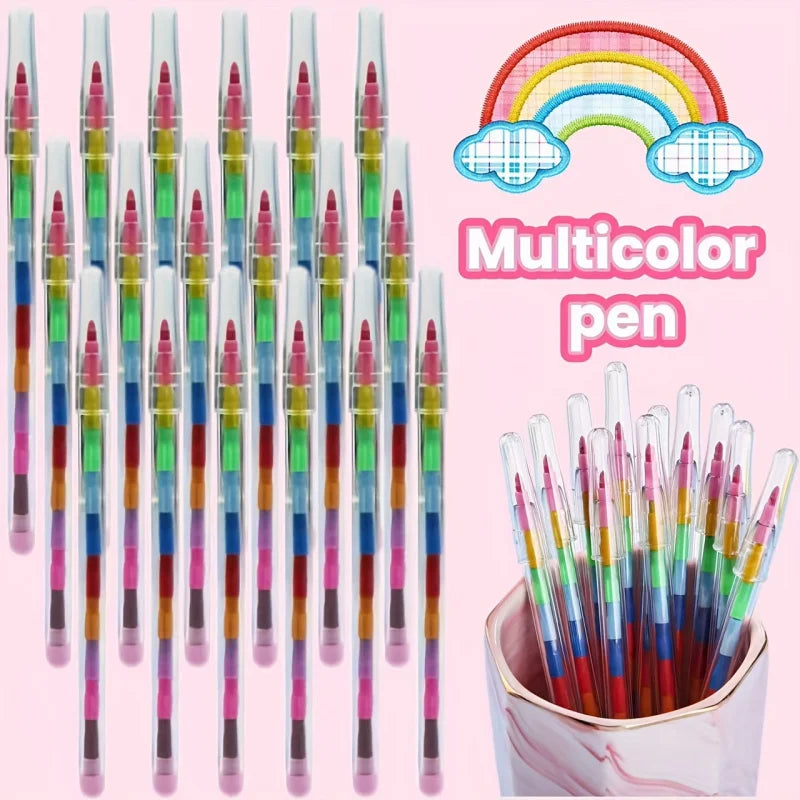 Set di 12 Pastelli Colorati impilabili – Ideali per scuola, ufficio e feste